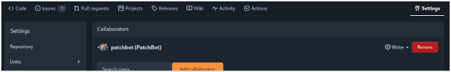 Screenshot of adding collaborator.